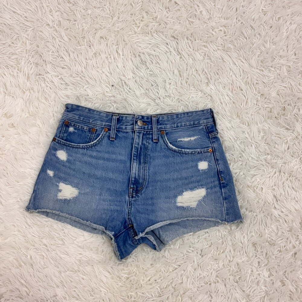 Madewell Relaxed Denim Shorts 27 Distressed Light Wash High Rise